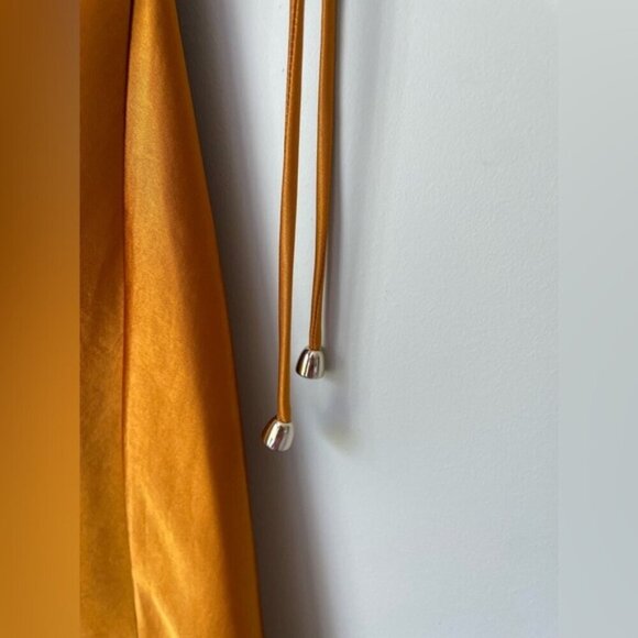 NEW Self-Portrait Burnt Orange Satin Midi Dress Lace | US 0 UK 4 - Picture 10 of 12